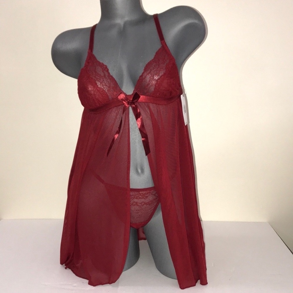 French Affair BaBydoll Dress Lingerie Slip & V-string Thong.NWT
